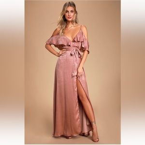 Lulu’s Moriah Rose Satin Wrap Dress